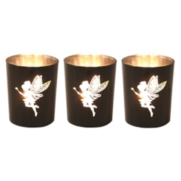 Black & Silver Fairy Tealight Votive Holders Set3