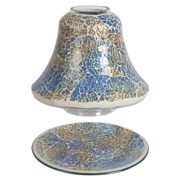 Jar Shade & Tray Set - Blue and Gold Crackle