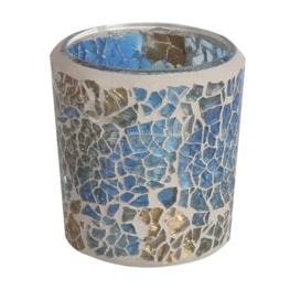 Blue and Gold Crackle Votive Holder