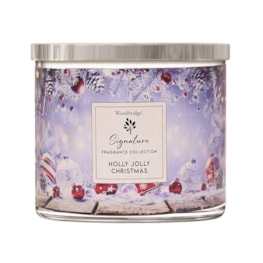 Holly Jolly Wax Tumbler Candle Jar by Woodbridge 410g