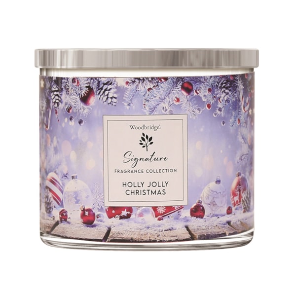 Holly Jolly Wax Tumbler Candle Jar by Woodbridge 410g