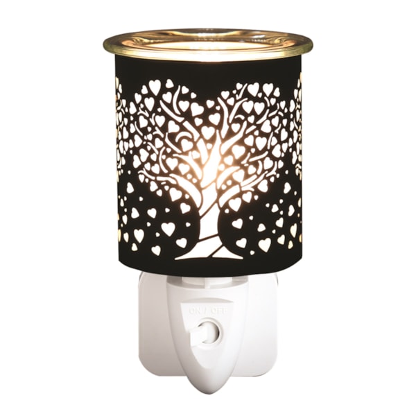 Wax Melter Plug In - Black & Gold Silhouette Heart Tree 13cm