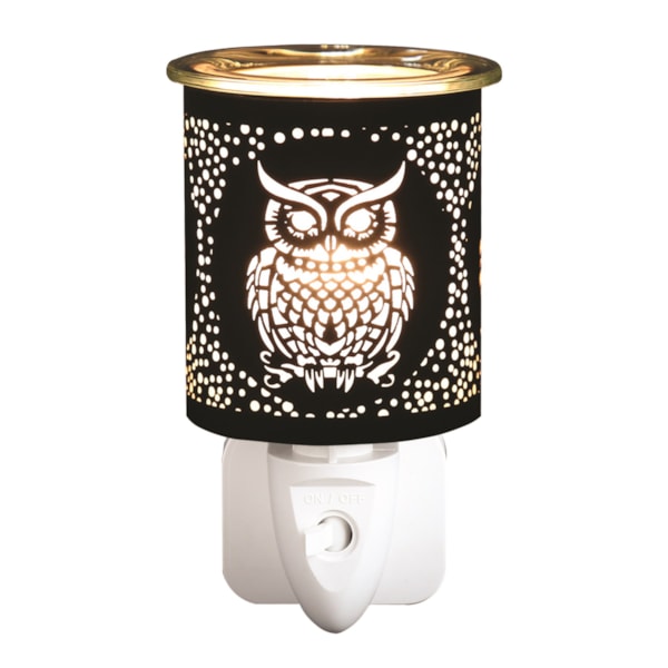 Wax Melter Plug In - Black & Gold Silhouette Owl 13cm