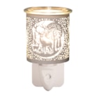 Wax Melter Plug In - White & Gold Silhouette Deer Family 13cm