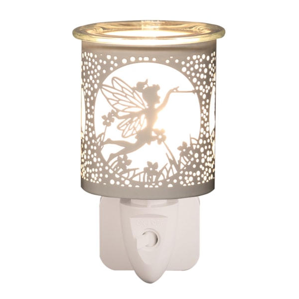 Wax Melter Plug In - White & Gold Silhouette Fly Fairy 13cm