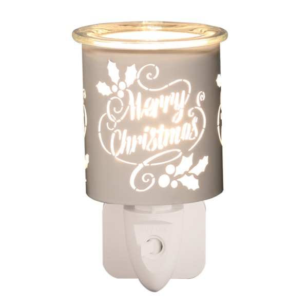 Wax Melter Plug In - White & Gold Silhouette Merry 13cm