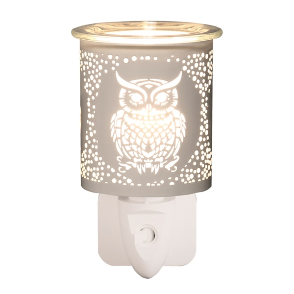 Wax Melter Plug In - White & Gold Silhouette Owl 13cm