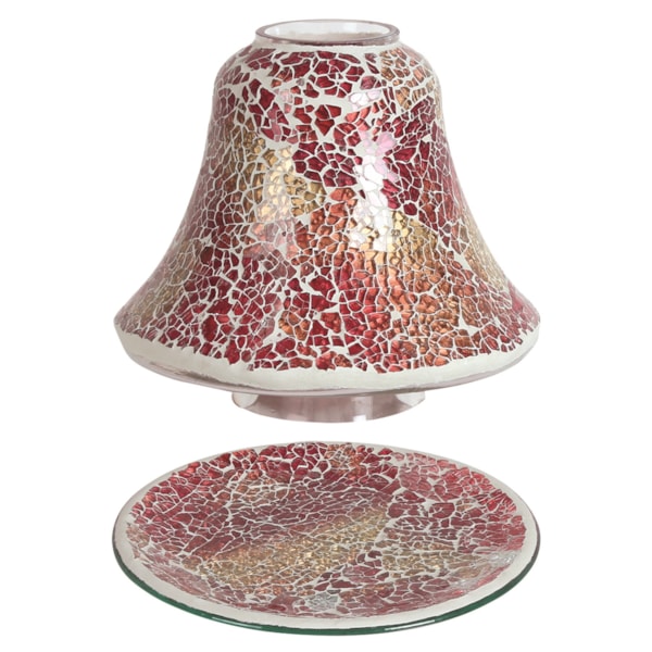 Jar Shade & Tray Set - Red and Gold Crackle