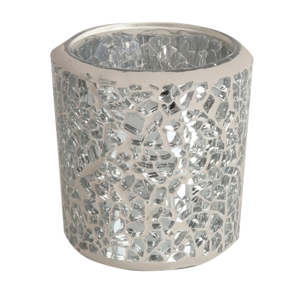 Silver Crackle Votive Holder