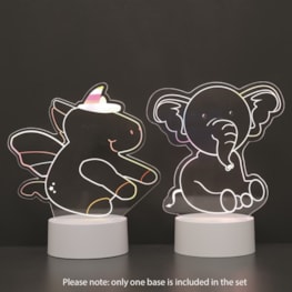 Unicorn and Elephant 2 in 1 Acrylic Lamp 21cm