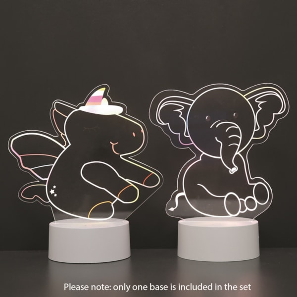 Unicorn and Elephant 2 in 1 Acrylic Lamp 21cm