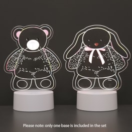 Teddy Bear and Rabbit 2 in 1 Acrylic Lamp 21cm