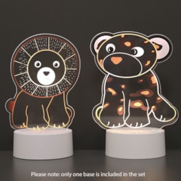 Lion and Leopard 2 in 1 Acrylic Lamp 21cm