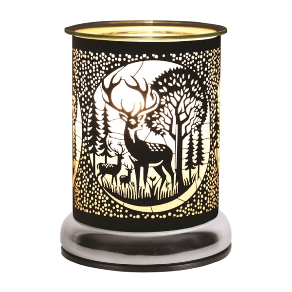 Electric Wax Melter Touch - Black Silhouette Deer Family 17cm