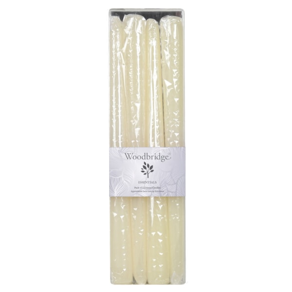 Ivory Unscented Tapered Dinner Candle Pack of 4 30cm