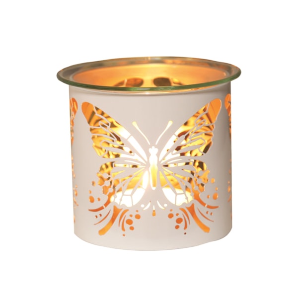 Tealight Wax Melter and Candle Holder - White & Gold Silhouette Melter Butterfly