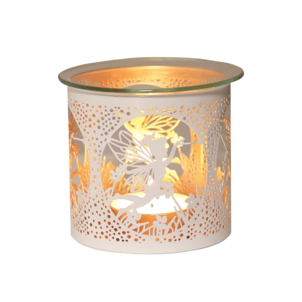 Tealight Wax Melter and Candle Holder - White & Gold Silhouette Melter Fairy