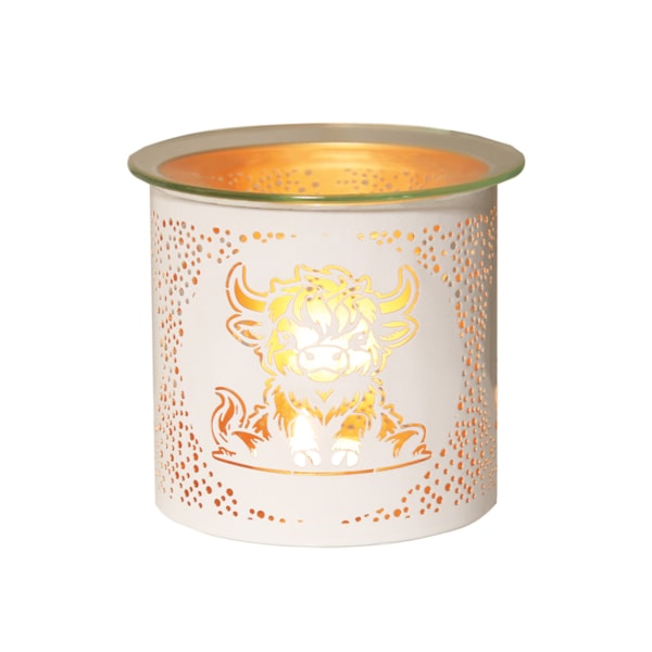 Tealight Wax Melter and Candle Holder - White & Gold Silhouette Melter Highland