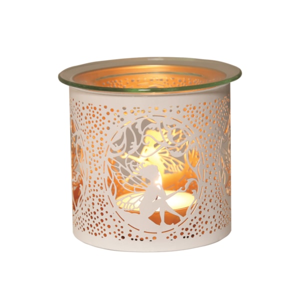 Tealight Wax Melter and Candle Holder -White & Gold Silhouette Melter seat fairy