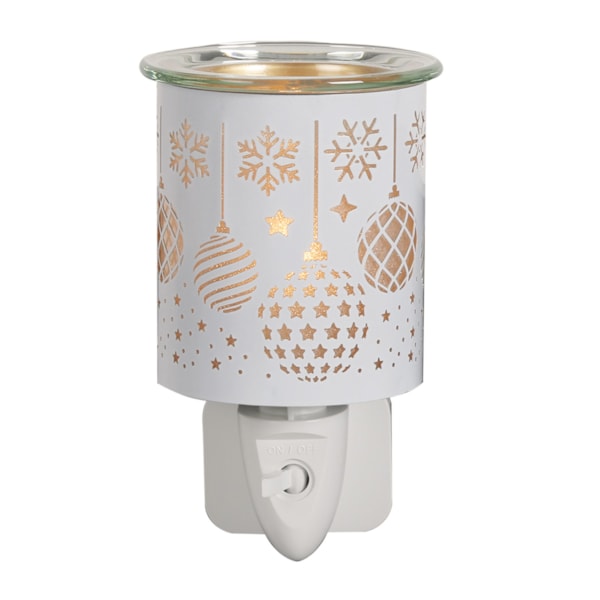 Wax Melter Plug In - White & Gold Silhouette Baubles 13cm