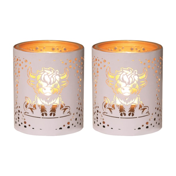 Votive Holder Metal Silhouette – White and Gold Highland set of two