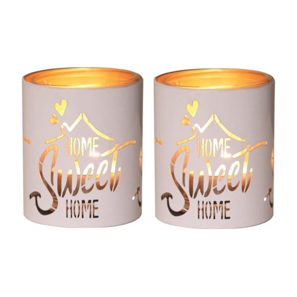 Votive Holder Metal Silhouette – White and Gold Home set of two