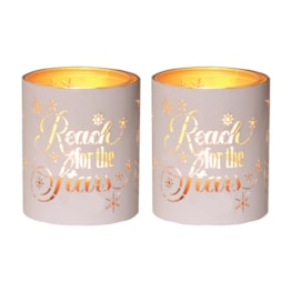 Votive Holder Metal Silhouette – White and Gold Reach set of two