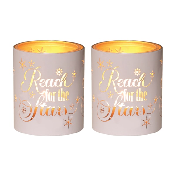 Votive Holder Metal Silhouette – White and Gold Reach set of two