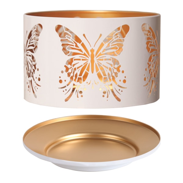 Jar Shade & Tray Set Metal Silhouette - White Butterfly