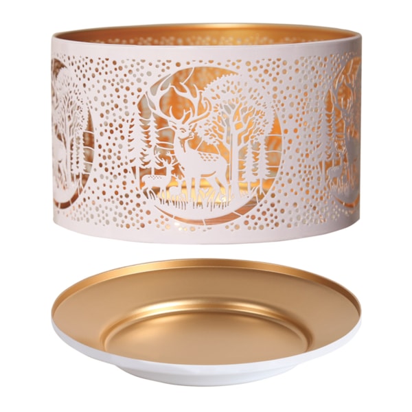 Jar Shade & Tray Set Metal Silhouette - White Deer Family