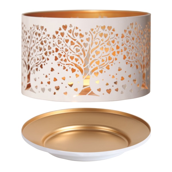 Jar Shade & Tray Set Metal Silhouette - White Heart Tree