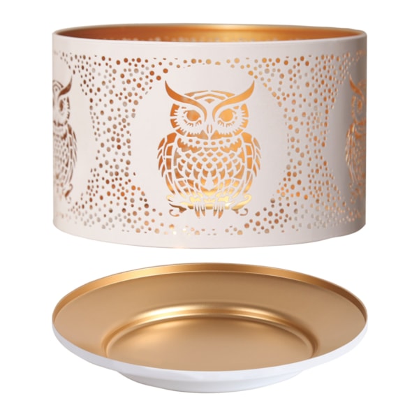 Jar Shade & Tray Set Metal Silhouette - White Owl