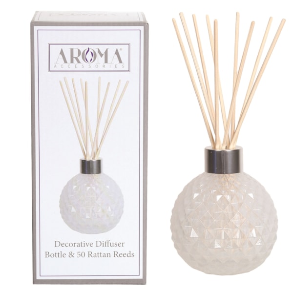 White Lustre Glass Reed Diffuser & 50 Rattan Reeds