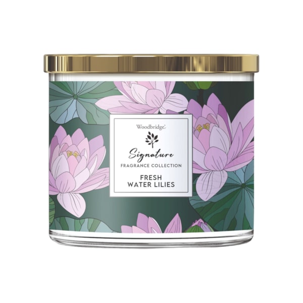 Fresh Water Lilies Wax Tumbler Candle Jar by Woodbridge 410g